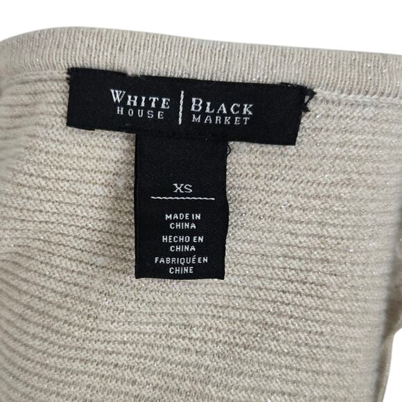 White House Black Market Cashmere Blend Metallic Knit Sweater‎ XS Beige Gold - Picture 6 of 6